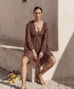 New 🎁 Jets Bedouin Stripe Tiered Cover Up 👗 Dress Black 🤩