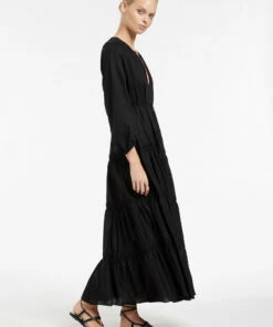 Hot Sale 💯 JETSET Tiered Maxi 👗 Dress Black 👏 -Seafolly Sales Shop J60835 Black 3