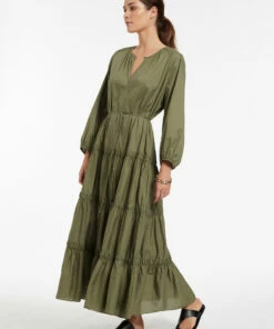 Hot Sale 🌟 JETSET Tiered Maxi 👗 Dress Olive 🛒 -Seafolly Sales Shop J60835 Olive 3