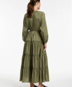 Hot Sale 🌟 JETSET Tiered Maxi 👗 Dress Olive 🛒 -Seafolly Sales Shop J60835 Olive 4