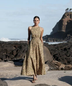 Promo ❤️ Jets Majorelle Tie Back Maxi 👗 Dress Olive ⭐