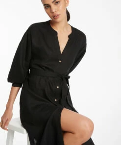 Budget 🛒 Jetset Shirred Cuff Shirt 👗 Dress Black 🤩