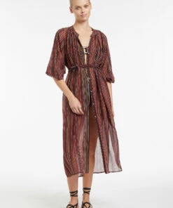 Hot Sale 🤩 Jets Bedouin Stripe Gathered Soft Shirt 👗 Dress Black 🔥 -Seafolly Sales Shop J60848 Black 4