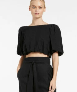 Best Sale 🎉 Jets Palmas Puff Sleeve Top Black 😀