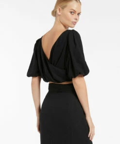 Best Sale 🎉 Jets Palmas Puff Sleeve Top Black 😀 -Seafolly Sales Shop J60869 Black 4