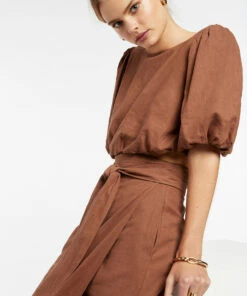 Buy ⭐ Jets Palmas Puff Sleeve Top Desert brown 💯