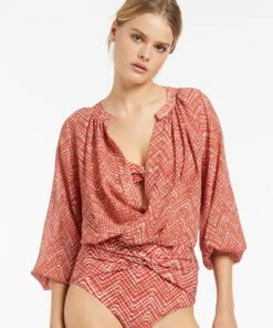 Budget β Jets Bonita Gathered Shirt Maple π 9 Budget β Jets Bonita Gathered Shirt Maple π -Seafolly Sales Shop J60883 Maple 3