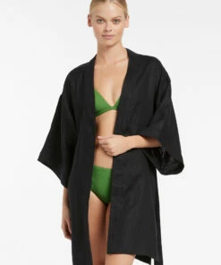 Top 10 👏 Jetset Beach Robe Black 🔔 -Seafolly Sales Shop J60899 BLK 5