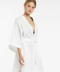 New 🎁 Jetset Beach Robe White 💯 -Seafolly Sales Shop J60899 WHT 3