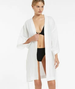 New 🎁 Jetset Beach Robe White 💯 -Seafolly Sales Shop J60899 WHT 5