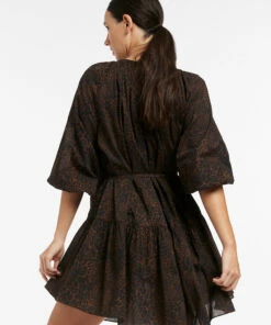 Best Sale 🤩 Jets Pantera Bell Sleeve Kaftan Chocolate 👏 -Seafolly Sales Shop J60901 Chocolate 3