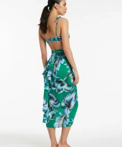 New ⌛ Jets Viva Tie Sarong Emerald 😀 -Seafolly Sales Shop J60943 Emerald 4